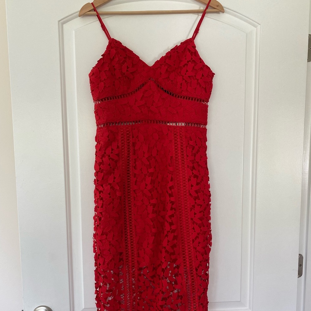 Red Lace Cocktail Dress Bardot